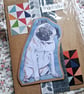 watercolour print greeting card handmade- no 1 pug