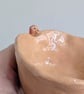 Ceramic handmade tealight robin & birdprints pottery speckled candle holder