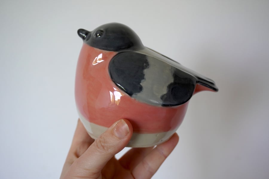 Ceramic chaffinch sculpture handcrafted stoneware bird decor