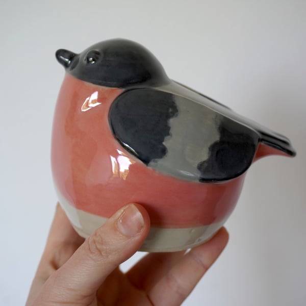 Ceramic chaffinch sculpture handcrafted stoneware bird decor