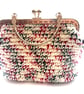 Christmas hand crocheted handbag, cream, red and green