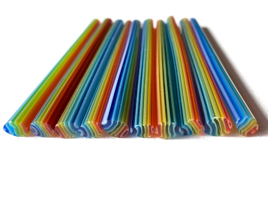 Rainbow egg murrini CANE made with Bullseye 90coe glass