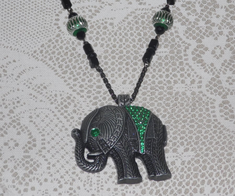Lucky Emerald Elephant necklace