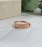 Copper overlap ring with line texture. Adjustable fit UK Q-R - Image 4