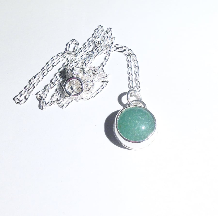 Aventurine and Sterling Silver Pendant NO CHAIN RESERVED ORDER - UK Free Post