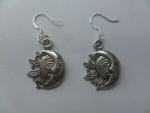 sun moon charm hook earrings