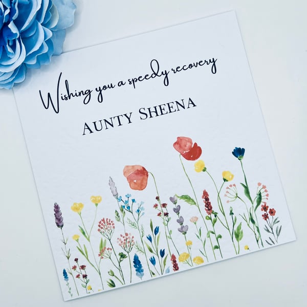 Wishing you a speedy recovery, get well soon greetings card personalised