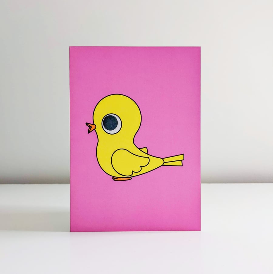 Canary bird blank greetings card