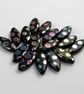 Multicoloured Czech glass drop earrings, sterling silver, 15x6mm, in a gift box - Image 2