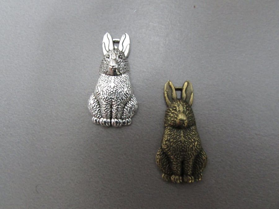 Silver or Bronze Rabbit Tibetan Jewellery Charm