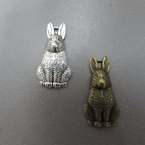 Silver or Bronze Rabbit Tibetan Jewellery Charm