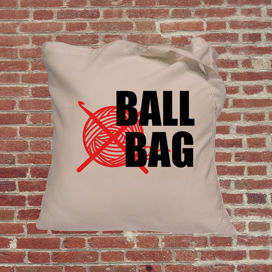 funny tote bag, bag for crafters, gift for crochet, ball bag, Christmas gift, se