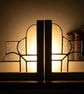 White Snowy Stained Glass Bookends Art Deco Style - Image 4