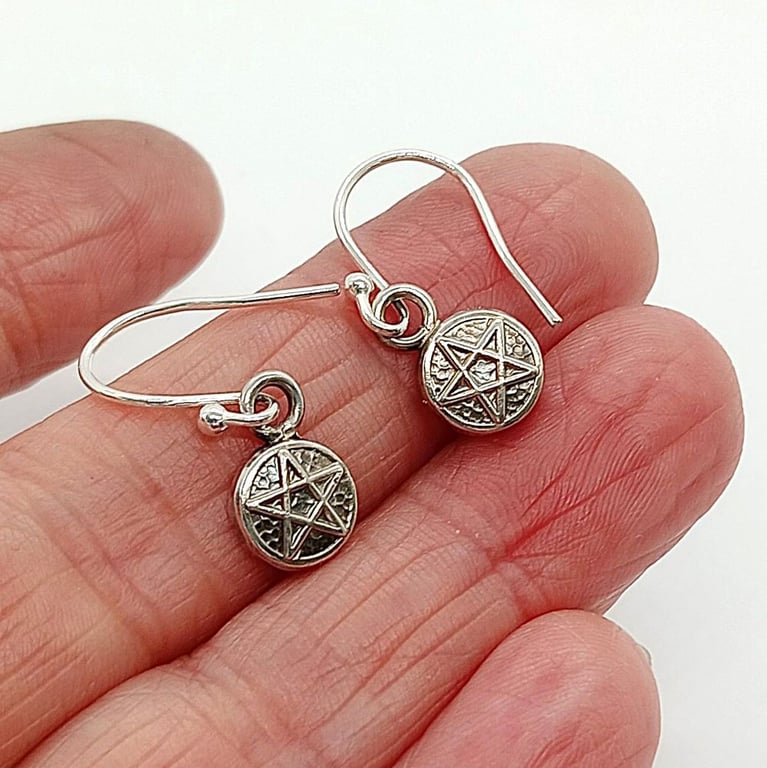 Pentacle charm earrings sterling silver 