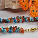 Turquoise & Amber Gold Magnetic Bracelet