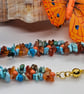 Turquoise & Amber Gold Magnetic Bracelet