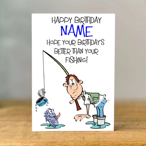 Personalised Fishing Birthday Card, Angler Gift, dad, grandad, son, brother,