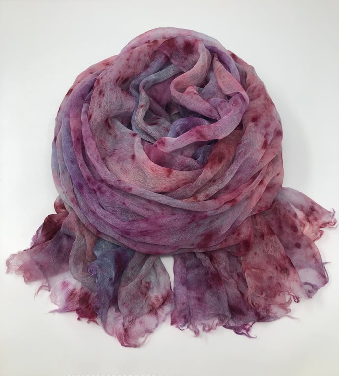 Feather weight cashmere scarf-shawl with Indigo 