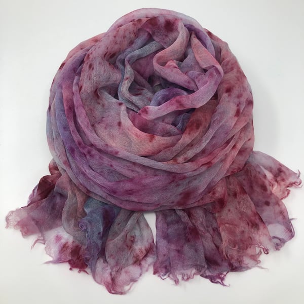 Feather weight cashmere scarf-shawl with Indigo 