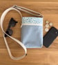 Fabric crossbody bag, blue cotton, with an adjustable strap