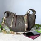 Waxed Cotton Canvas Sling or Dumpling Bag with Rip Stop Lining. Cross Body Bag