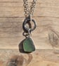Sea Glass and Recycled Silver Bezel Set Necklace, Teal Green Scottish Sea Glass - Image 1