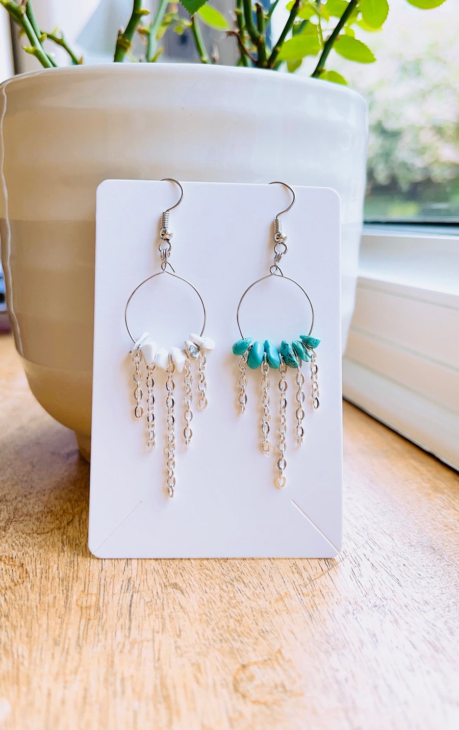 Turquoise and White Howlite Earrings