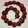 Autumn- cherry red, brown and burnt orange button necklace