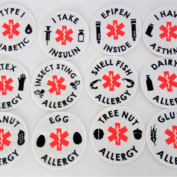 Medical alert patches - Allergy sew on patches