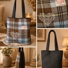 Harris Tweed Shaw Tartan Tote bag with Celtic Knot 