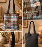 Harris Tweed Shaw Tartan Tote bag with Celtic Knot 