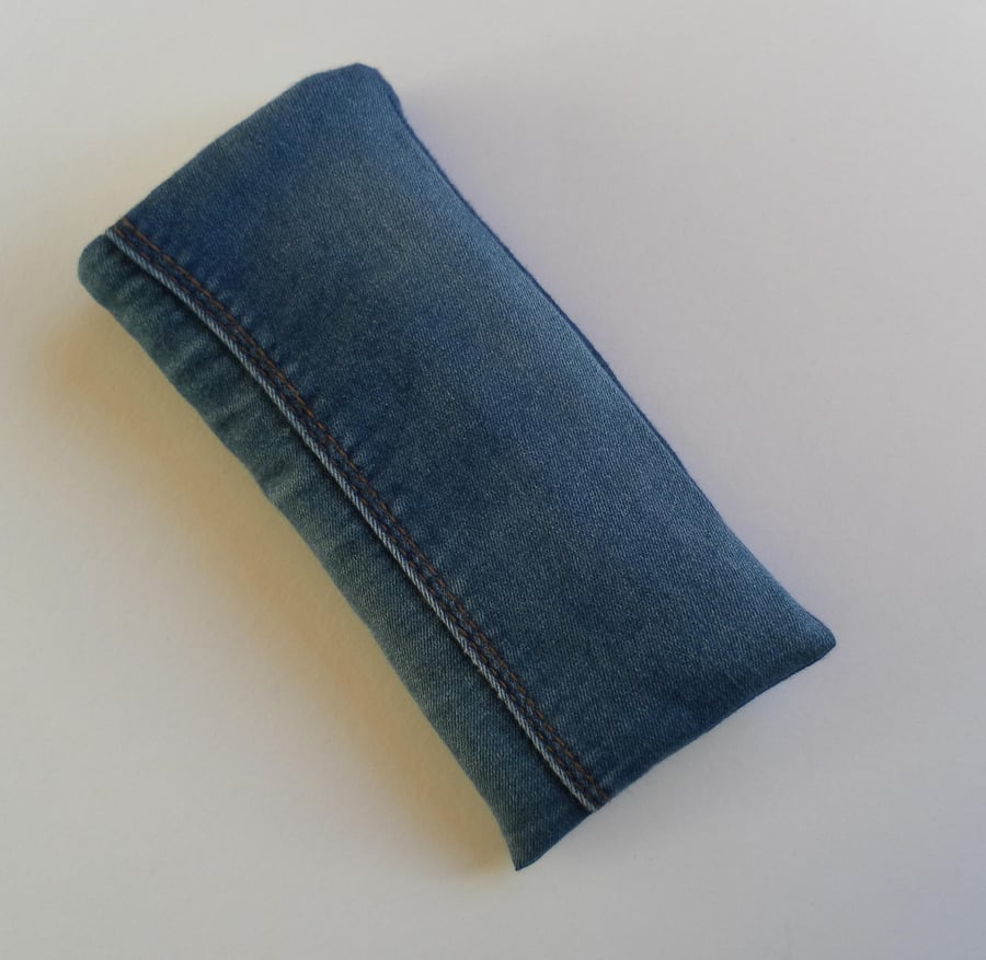  Denim Glasses Case, Up-cycled Denim