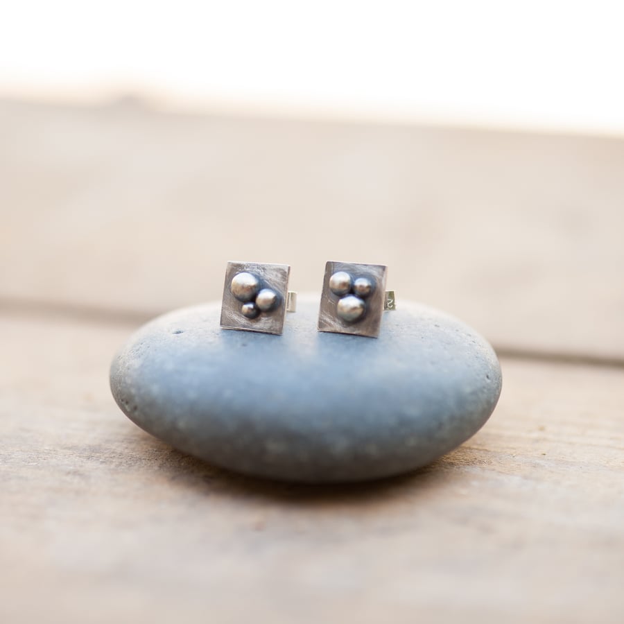 Sterling Silver Cluster Earrings