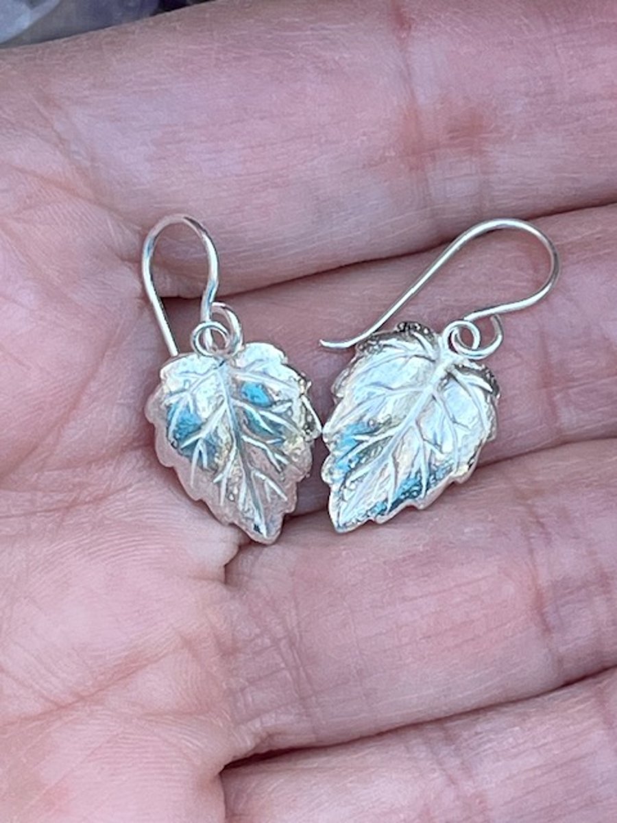 Silver leaf earrings