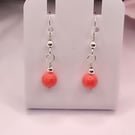 Pink Mediterranean Coral Fish Hook Style Earrings