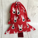 Christmas tree drawstring reusable gift bags. Set of two bags.