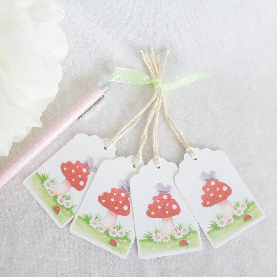 Toadstool Gift Tags - set of 4 tags