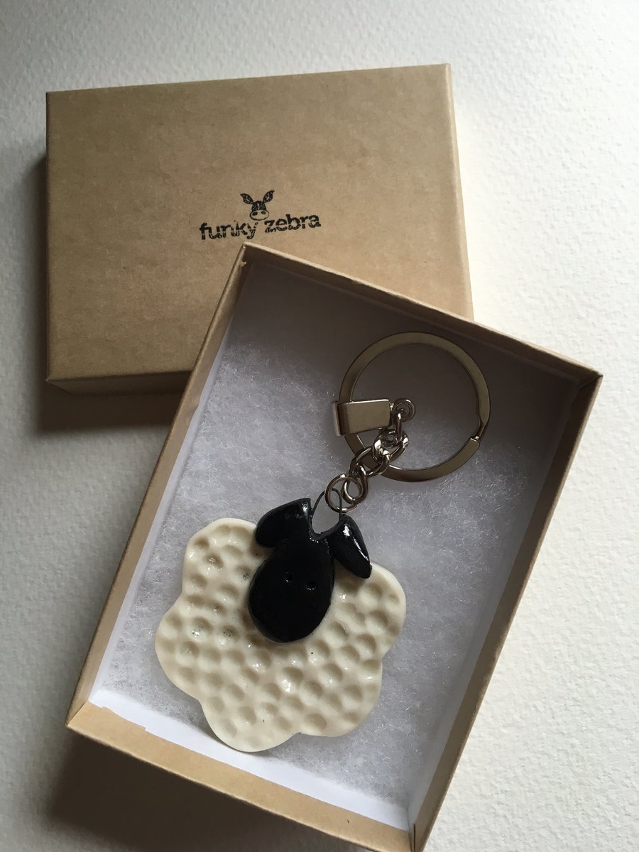 Handmade Ceramic Sheep Keyring
