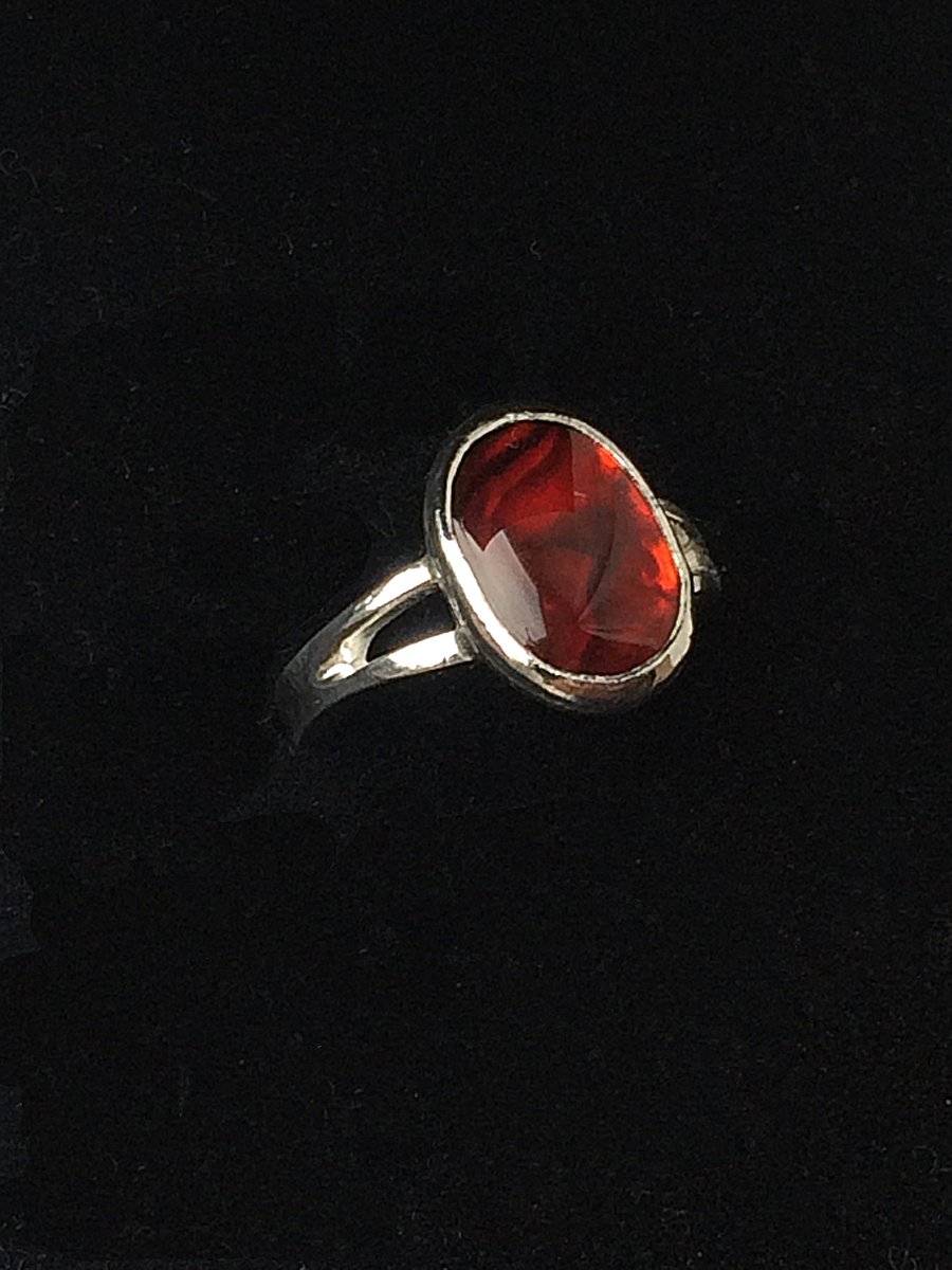 Red Paua Shell Sterling Silver Oval Ring