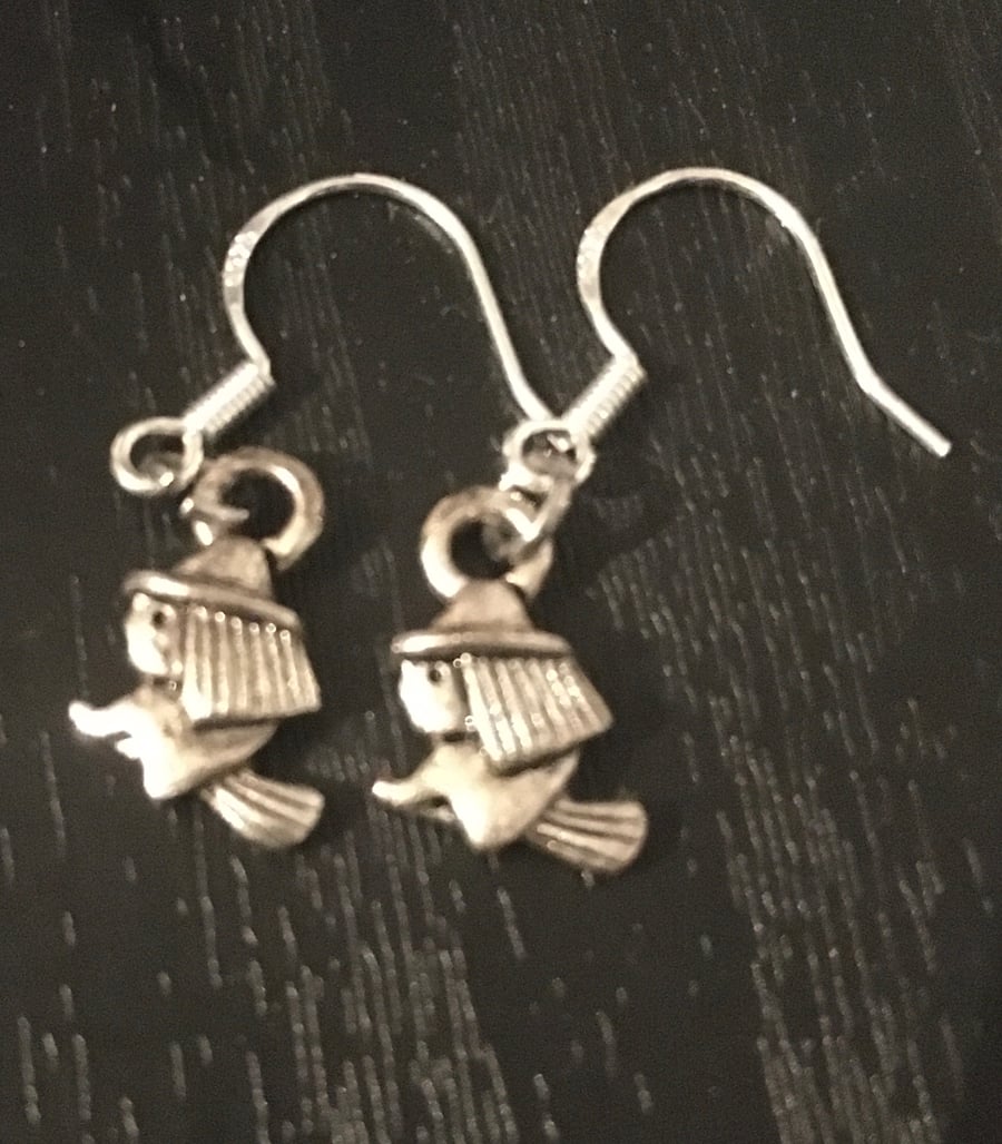 Small witch silver earrings