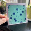 Blue Daisy Hand Painted Blank Greetings Cards 4X4