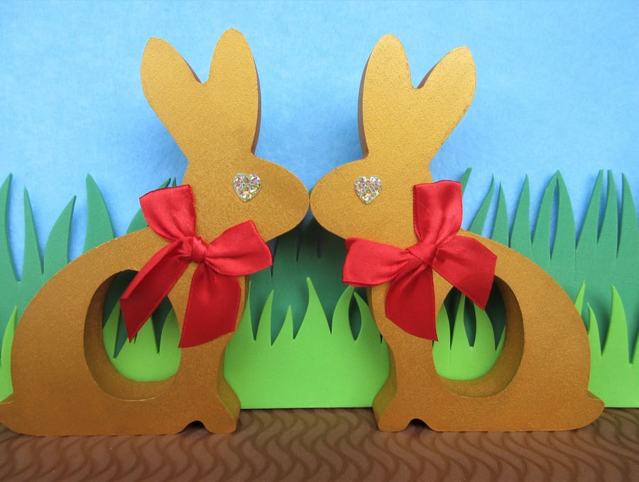Napkin Holder x 2 Bunny Rabbit for Valentine's Day also Easter Bunnies