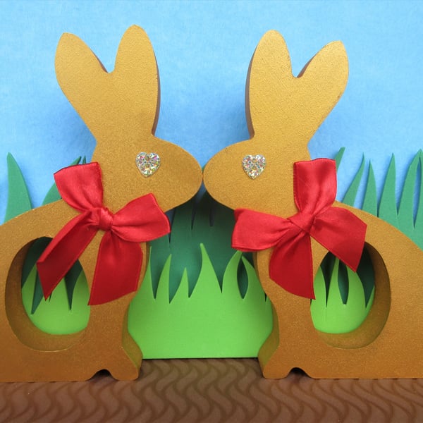 Napkin Holder x 2 Bunny Rabbit for Valentine's Day also Easter Bunnies