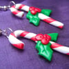 Christmas Novelty Fimo Earrings CANDY CANES
