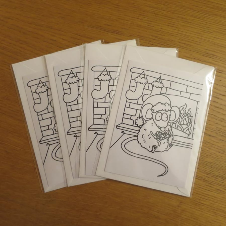 Colour-me-in Mouse Cards