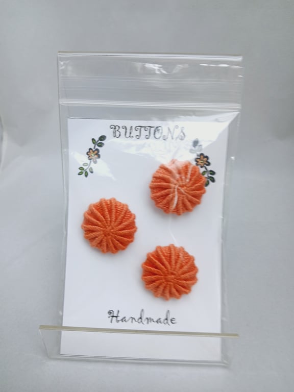 Buttons Orange 30mm Handmade Embroidered Yorkshire Style