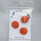 Buttons Orange 30mm Handmade Embroidered Yorkshire Style