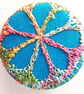 One Inch Badge Fabric Badge with Free Machine Embroidery  - Image 1