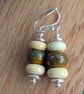Handmade Sterling Silver Green Moss Lampwork Earrings - Image 4