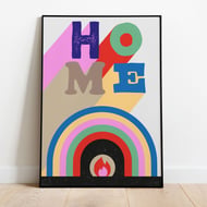 Home Illustration style Pop Art Print, Bright R... - Folksy